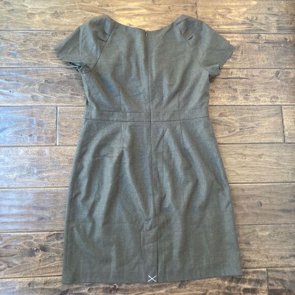 J. Crew Crepe Origami Sheath Dress Women’s 14 Brown Wool Blend Retro Office - Picture 2 of 11